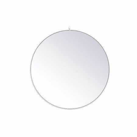 BLUEPRINTS 39 in. Metal Frame Round Mirror with Decorative Hook, White BL2222499